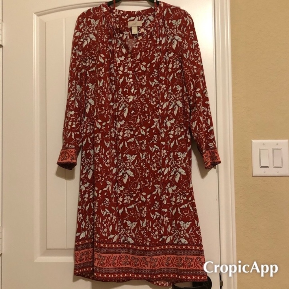 LOFT Size Small Red Floral Dress
